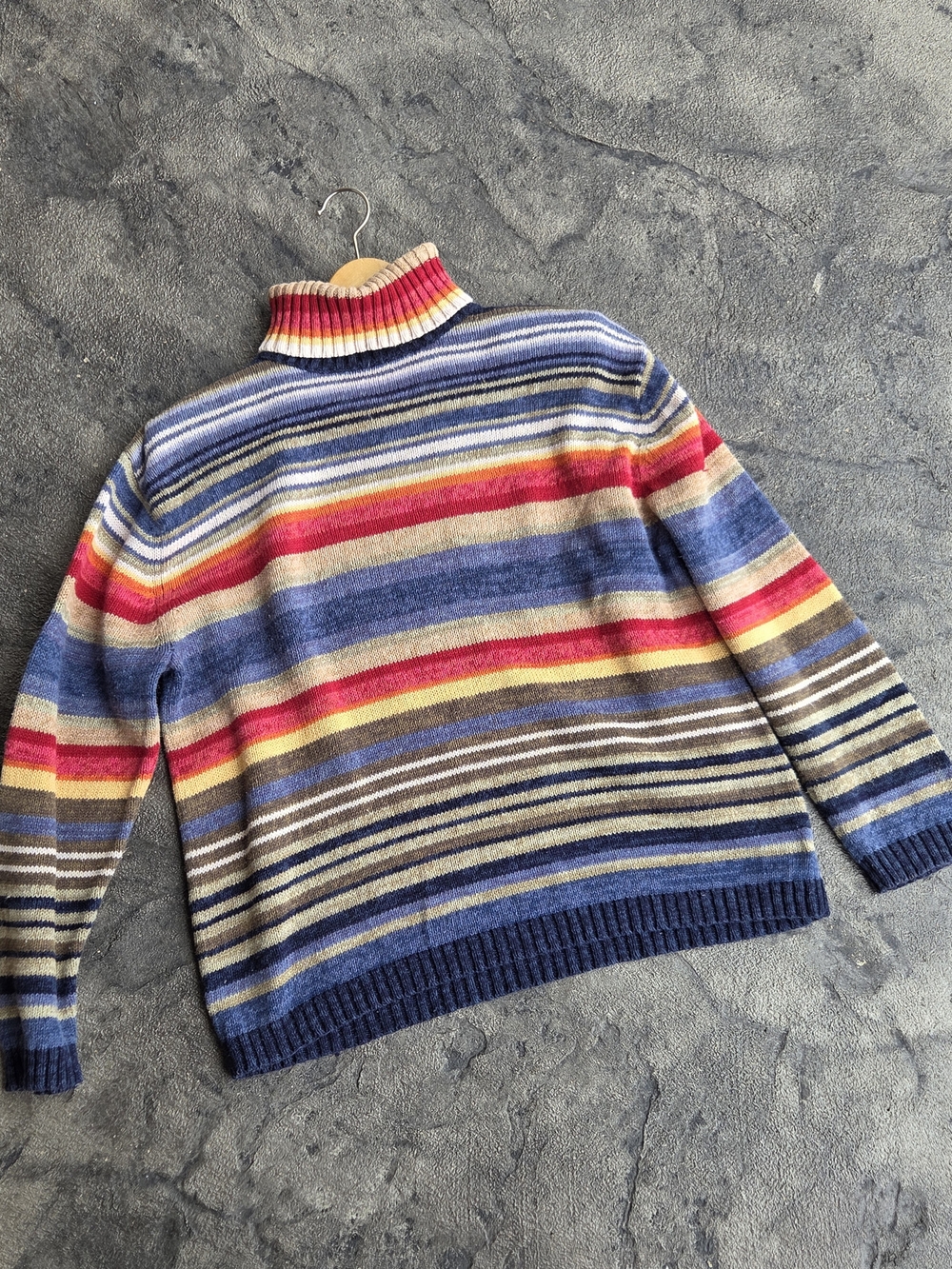 Vintage Tiara International Multicolor Striped Turtleneck Sweater -Women's Large